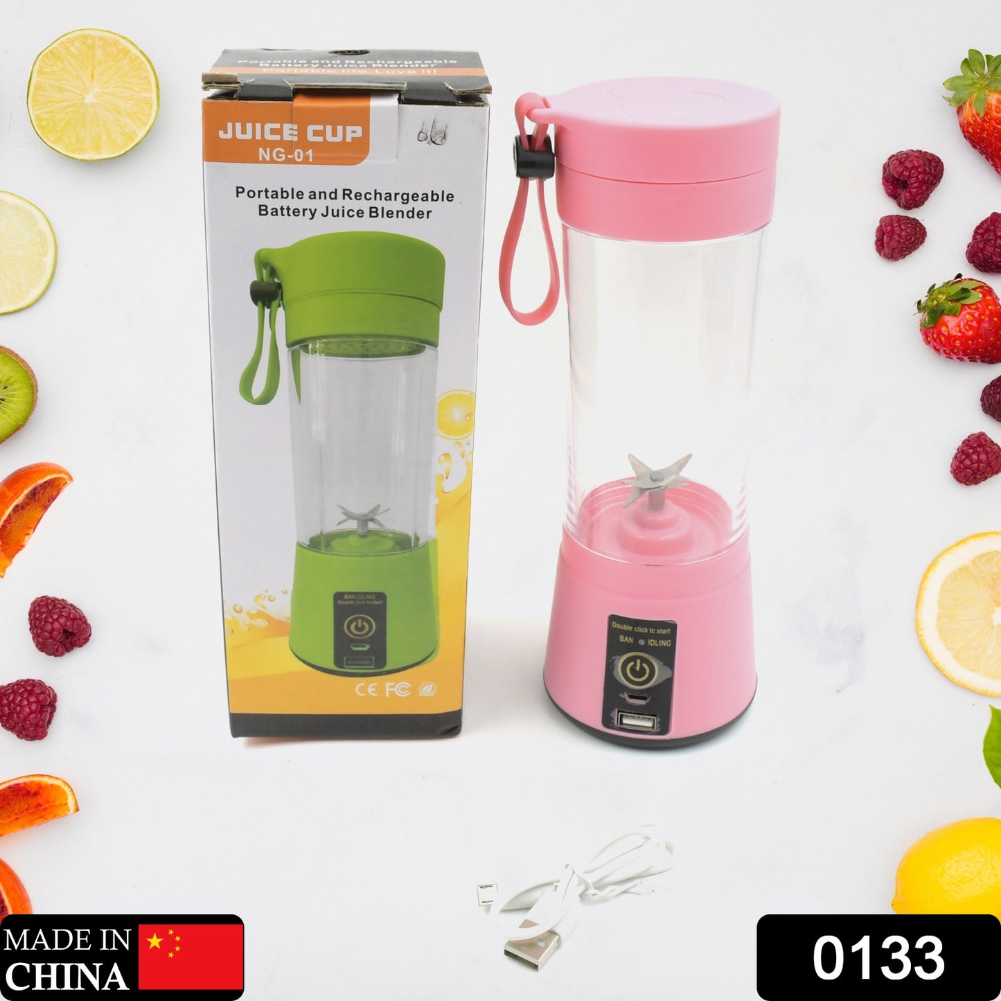 Portable USB Rechargeable Juicer Cup – 6-Blade Blender, Protein Shaker & Smoothie Maker (380ml)