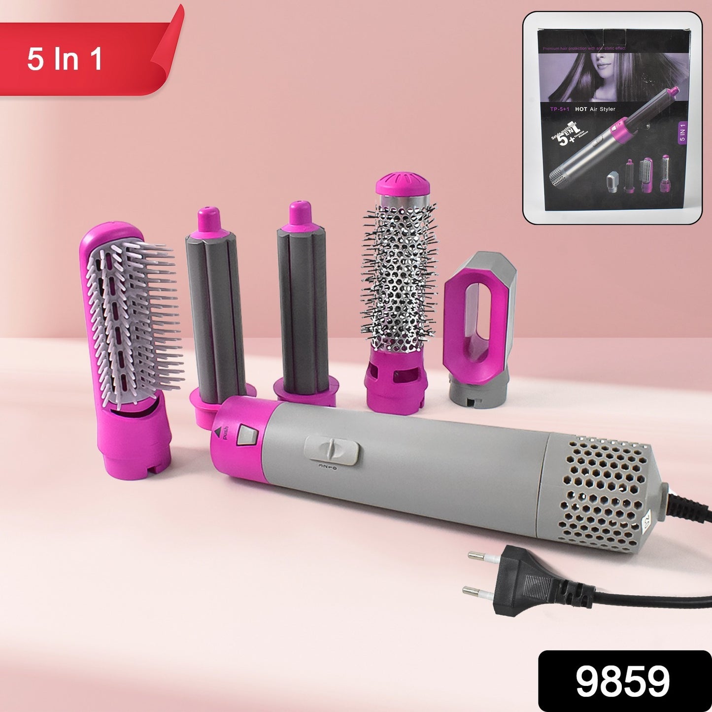 5-in-1 Hair Dryer Brush – Multifunctional Hot Air Styler with Detachable Brush Head