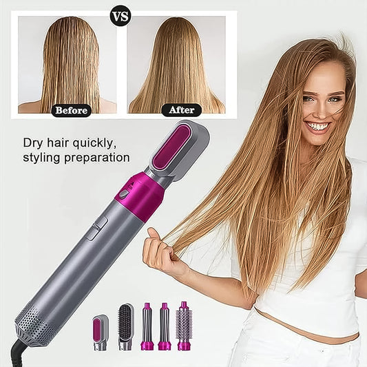 5-in-1 Hair Dryer Brush – Multifunctional Hot Air Styler with Detachable Brush Head