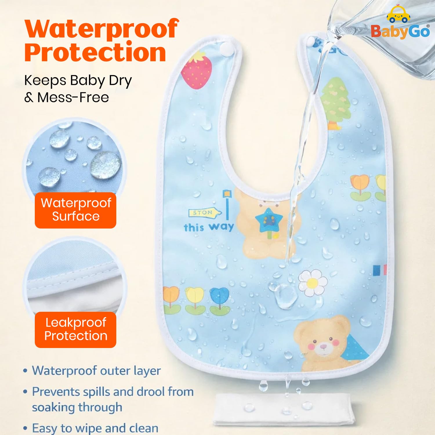 BabyGo Waterproof Fast-Dry Bibs (6-Pack)
