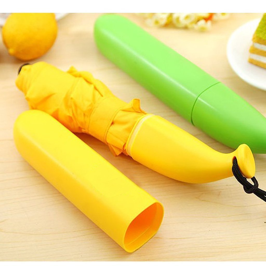 Banana Shaped Mini Foldable Umbrella Stylish Yellow