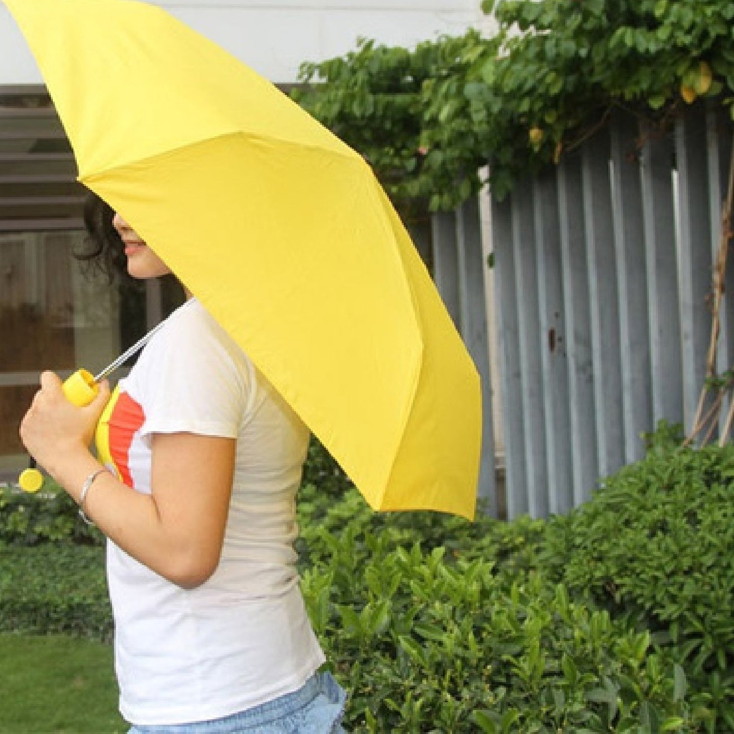 Banana Shaped Mini Foldable Umbrella Stylish Yellow